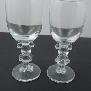Set of Disney Mickey & Minnie Figural Stem Wine Glasses